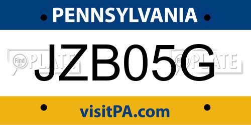 JZB05G Pennsylvania License Plate