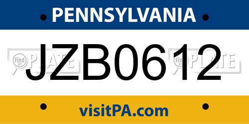 JZB0612 Pennsylvania License Plate