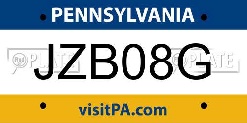JZB08G Pennsylvania License Plate