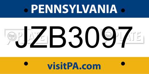 JZB3097 Pennsylvania License Plate
