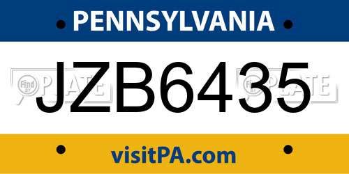 JZB6435 Pennsylvania License Plate