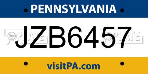 JZB6457 Pennsylvania License Plate