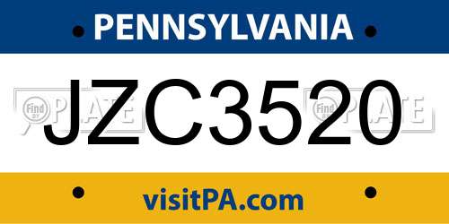JZC3520 Pennsylvania License Plate