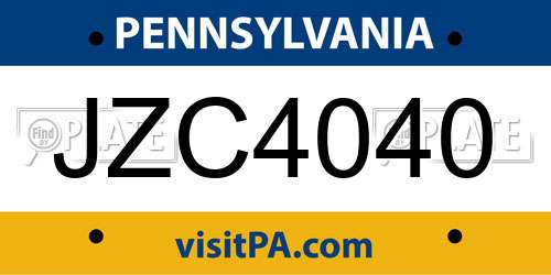 JZC4040 Pennsylvania License Plate