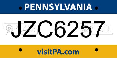 JZC6257 Pennsylvania License Plate