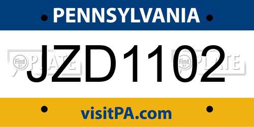 JZD1102 Pennsylvania License Plate