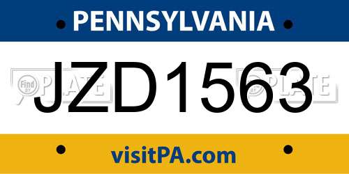 JZD1563 Pennsylvania License Plate