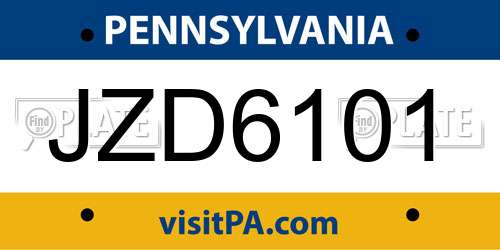 JZD6101 Pennsylvania License Plate