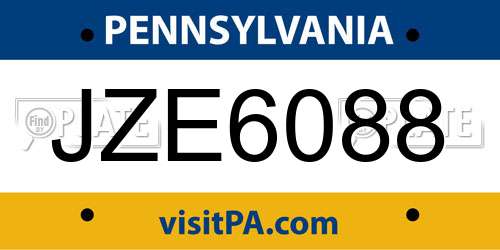 JZE6088 Pennsylvania License Plate