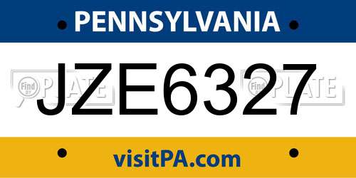 JZE6327 Pennsylvania License Plate