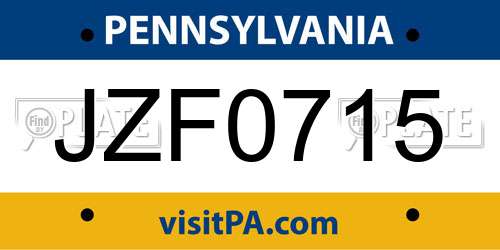 JZF0715 Pennsylvania License Plate