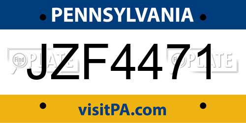 JZF4471 Pennsylvania License Plate