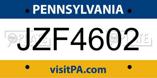 JZF4602 Pennsylvania License Plate