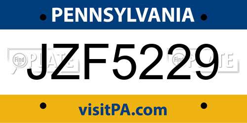 JZF5229 Pennsylvania License Plate