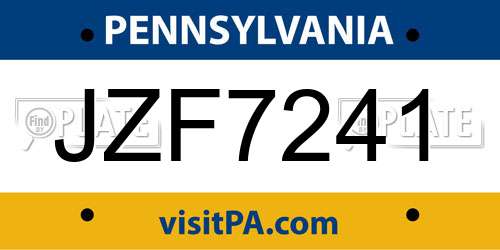 JZF7241 Pennsylvania License Plate