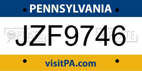 JZF9746 Pennsylvania License Plate