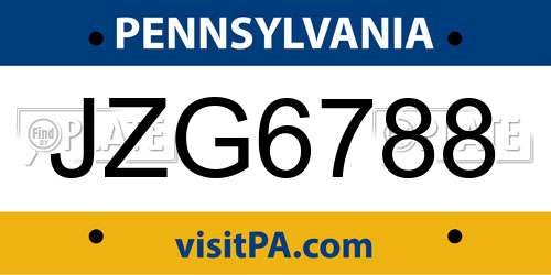 JZG6788 Pennsylvania License Plate