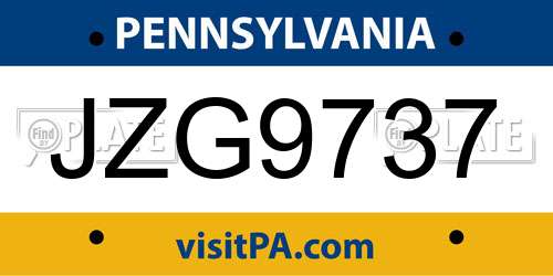 JZG9737 Pennsylvania License Plate
