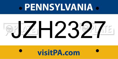 JZH2327 Pennsylvania License Plate
