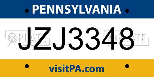 JZJ3348 Pennsylvania License Plate