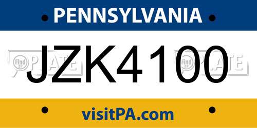 JZK4100 Pennsylvania License Plate