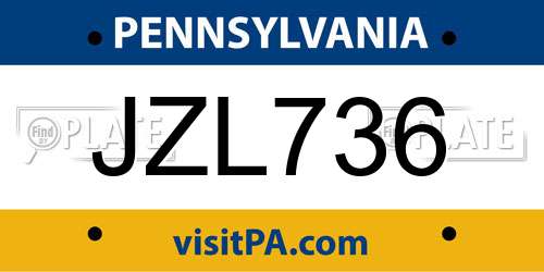 JZL736 Pennsylvania License Plate
