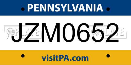 JZM0652 Pennsylvania License Plate