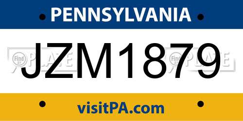 JZM1879 Pennsylvania License Plate