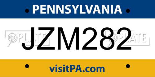 JZM282 Pennsylvania License Plate