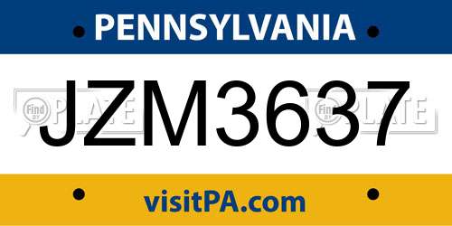 JZM3637 Pennsylvania License Plate