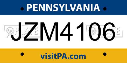 JZM4106 Pennsylvania License Plate