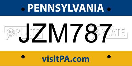 JZM787 Pennsylvania License Plate