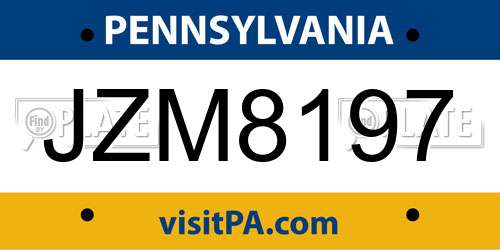 JZM8197 Pennsylvania License Plate