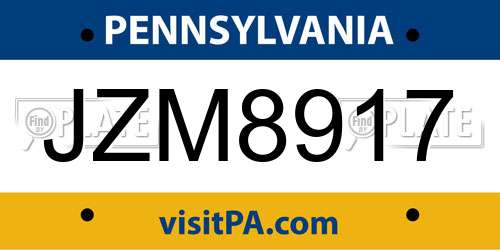JZM8917 Pennsylvania License Plate