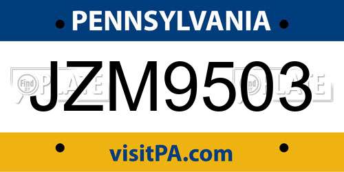 JZM9503 Pennsylvania License Plate