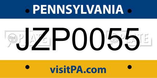 JZP0055 Pennsylvania License Plate