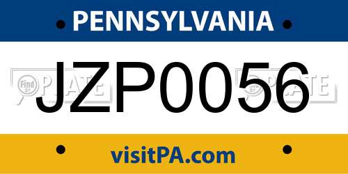 JZP0056 Pennsylvania License Plate
