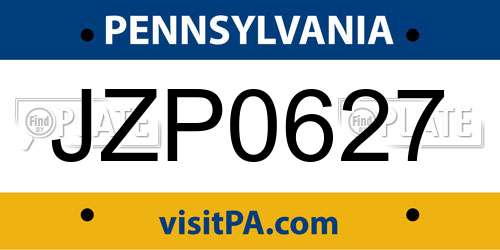 JZP0627 Pennsylvania License Plate
