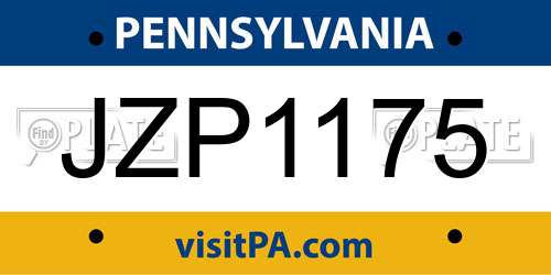 JZP1175 Pennsylvania License Plate