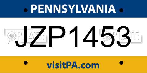 JZP1453 Pennsylvania License Plate
