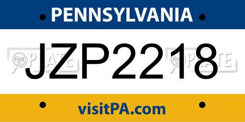 JZP2218 Pennsylvania License Plate