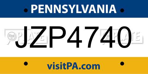 JZP4740 Pennsylvania License Plate