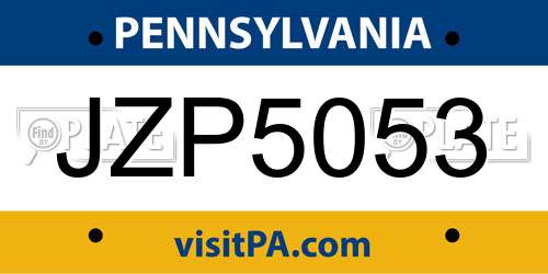 JZP5053 Pennsylvania License Plate