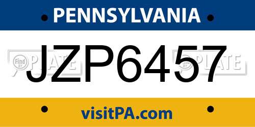 JZP6457 Pennsylvania License Plate