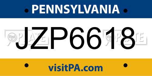 JZP6618 Pennsylvania License Plate