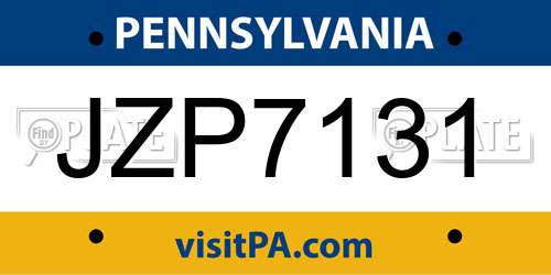 JZP7131 Pennsylvania License Plate