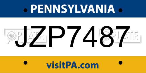 JZP7487 Pennsylvania License Plate