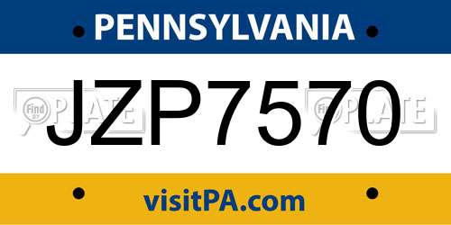 JZP7570 Pennsylvania License Plate