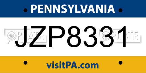 JZP8331 Pennsylvania License Plate