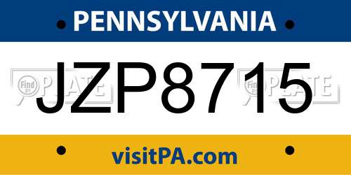 JZP8715 Pennsylvania License Plate